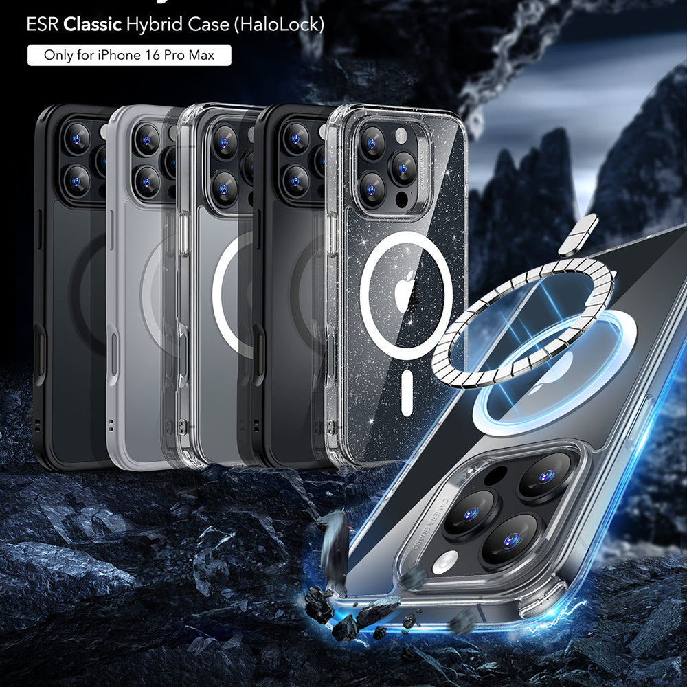 MagSafe cover til Apple iPhone 16 Pro Max, ESR, Classic Hybrid, Sort Transparent