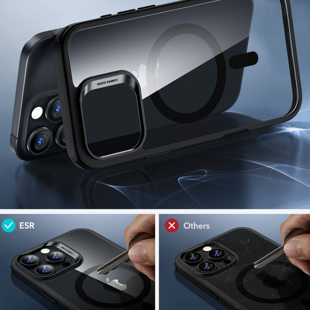 MagSafe cover til Apple iPhone 16 Pro Max, ESR, Classic Hybrid med skærmbeskytter, Sort Transparent
