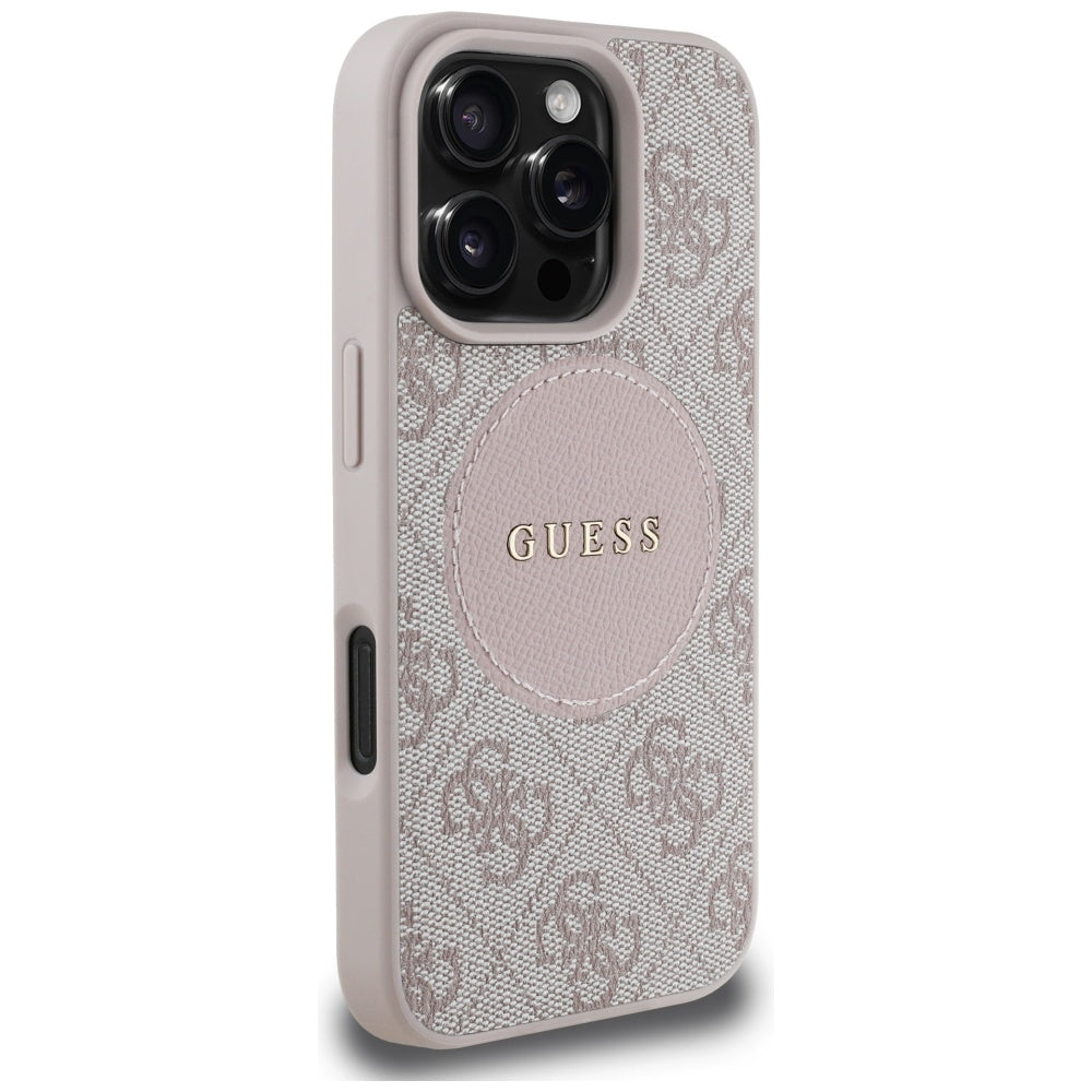 MagSafe Case for Apple iPhone 16 Pro Max, Guess, 4G Circle Classic Logo, Pink