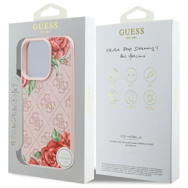 MagSafe cover til Apple iPhone 16 Pro Max, Guess, 4G Flowers Print, Pink