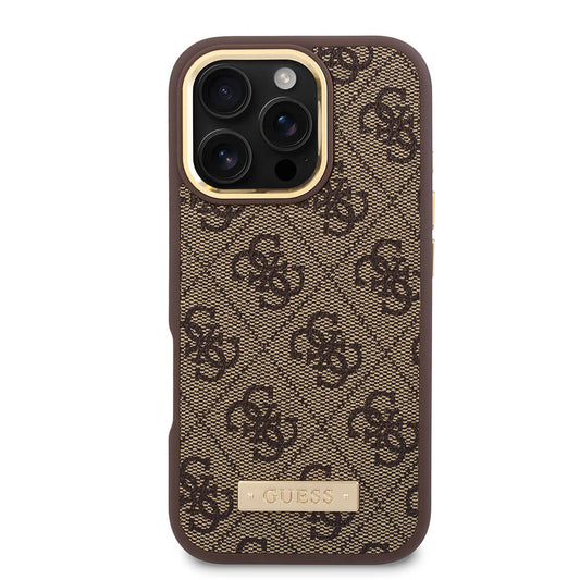 MagSafe cover til Apple iPhone 16 Pro Max, Guess, 4G Logo Plate, Sort