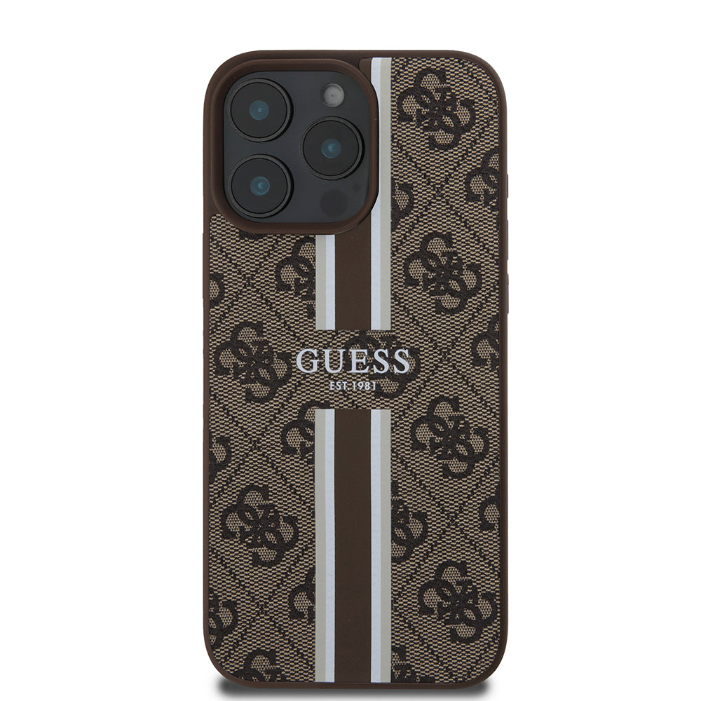 MagSafe cover til Apple iPhone 16 Pro Max, Guess, 4G Printed Stripes, Brun