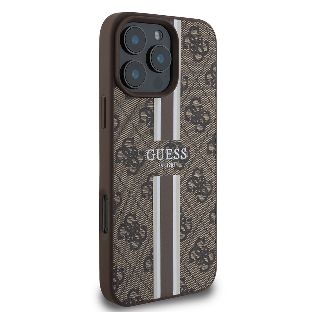 MagSafe cover til Apple iPhone 16 Pro Max, Guess, 4G Printed Stripes, Brun
