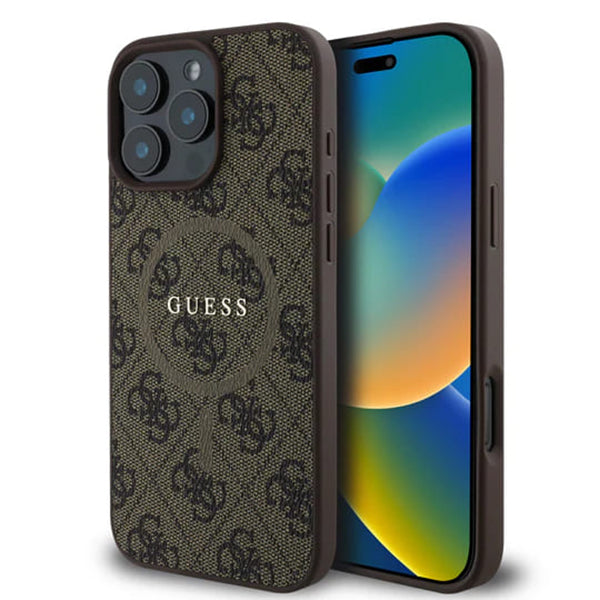 MagSafe cover til Apple iPhone 16 Pro Max, Guess, 4G Ring Classic Logo, Brun