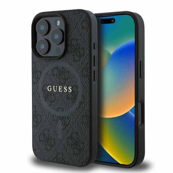 MagSafe cover til Apple iPhone 16 Pro Max, Guess, 4G Ring Classic Logo, Sort