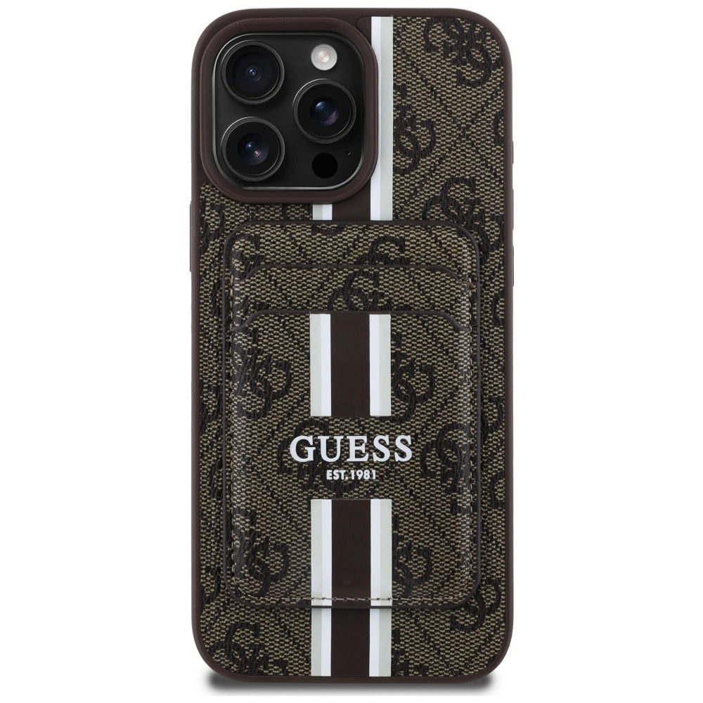MagSafe cover til Apple iPhone 16 Pro Max, Guess, Cardslot 4G Stripes, Brun