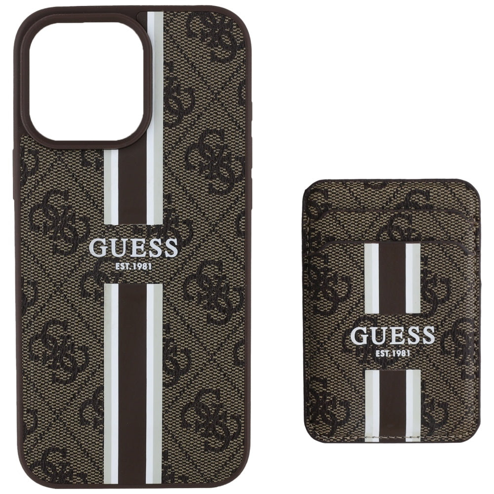 MagSafe cover til Apple iPhone 16 Pro Max, Guess, Cardslot 4G Stripes, Brun