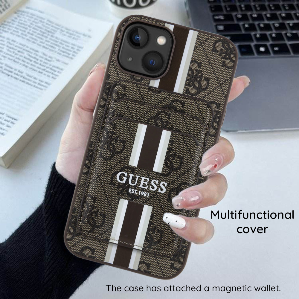 MagSafe cover til Apple iPhone 16 Pro Max, Guess, Cardslot 4G Stripes, Brun