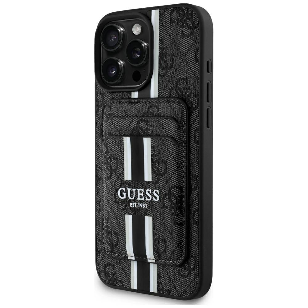 MagSafe cover til Apple iPhone 16 Pro Max, Guess, Cardslot 4G Stripes, Sort