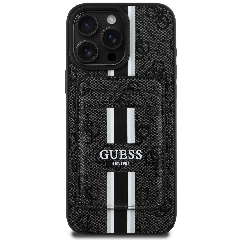 MagSafe cover til Apple iPhone 16 Pro Max, Guess, Cardslot 4G Stripes, Sort
