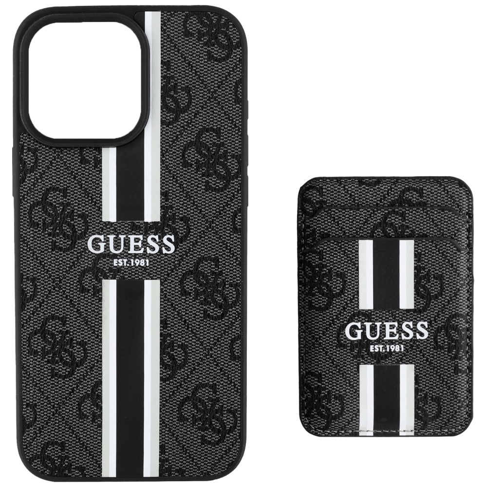 MagSafe cover til Apple iPhone 16 Pro Max, Guess, Cardslot 4G Stripes, Sort