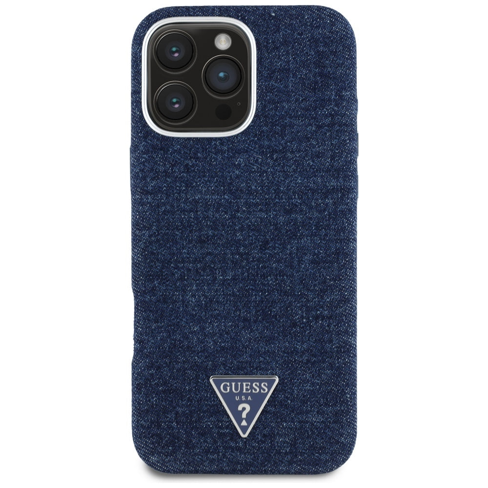 MagSafe cover til Apple iPhone 16 Pro Max, Guess, Denim Triangle Logo, Blå