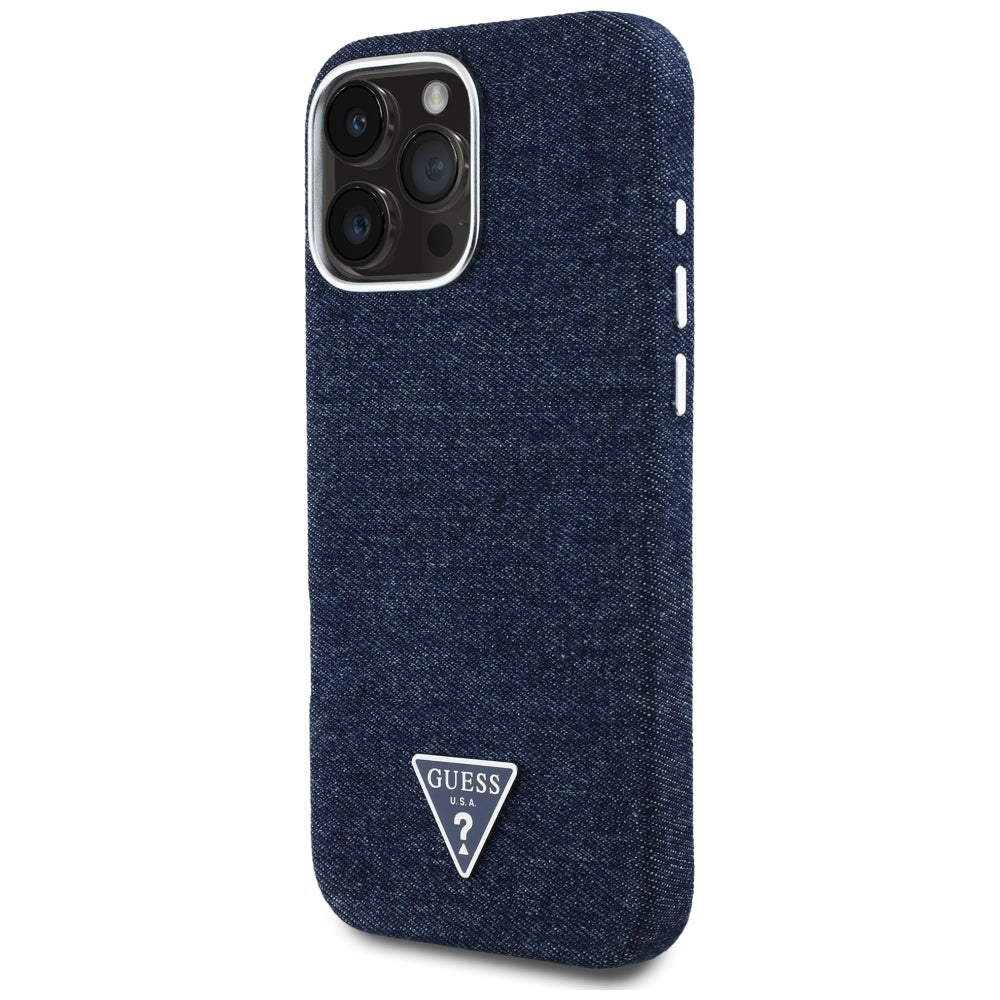 MagSafe cover til Apple iPhone 16 Pro Max, Guess, Denim Triangle Logo, Blå