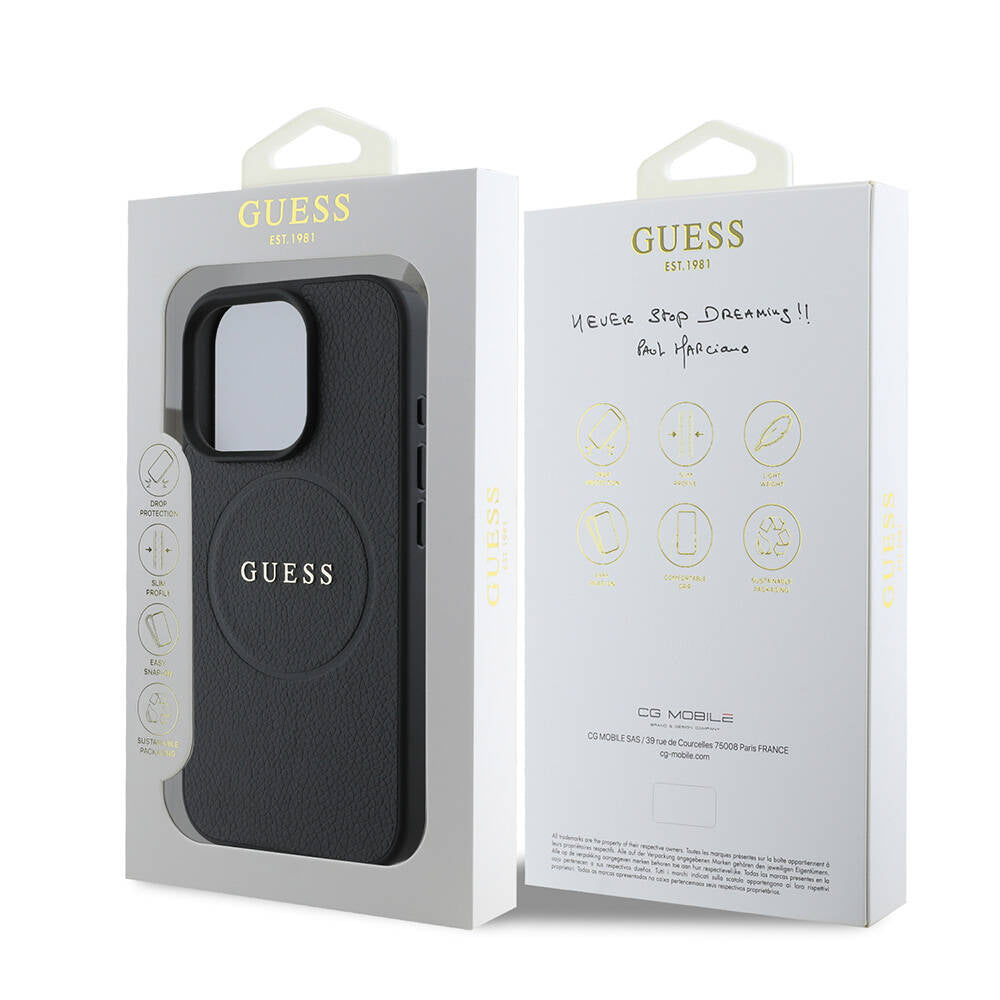 MagSafe cover til Apple iPhone 16 Pro Max, Guess, Grained Gold Ring, Sort