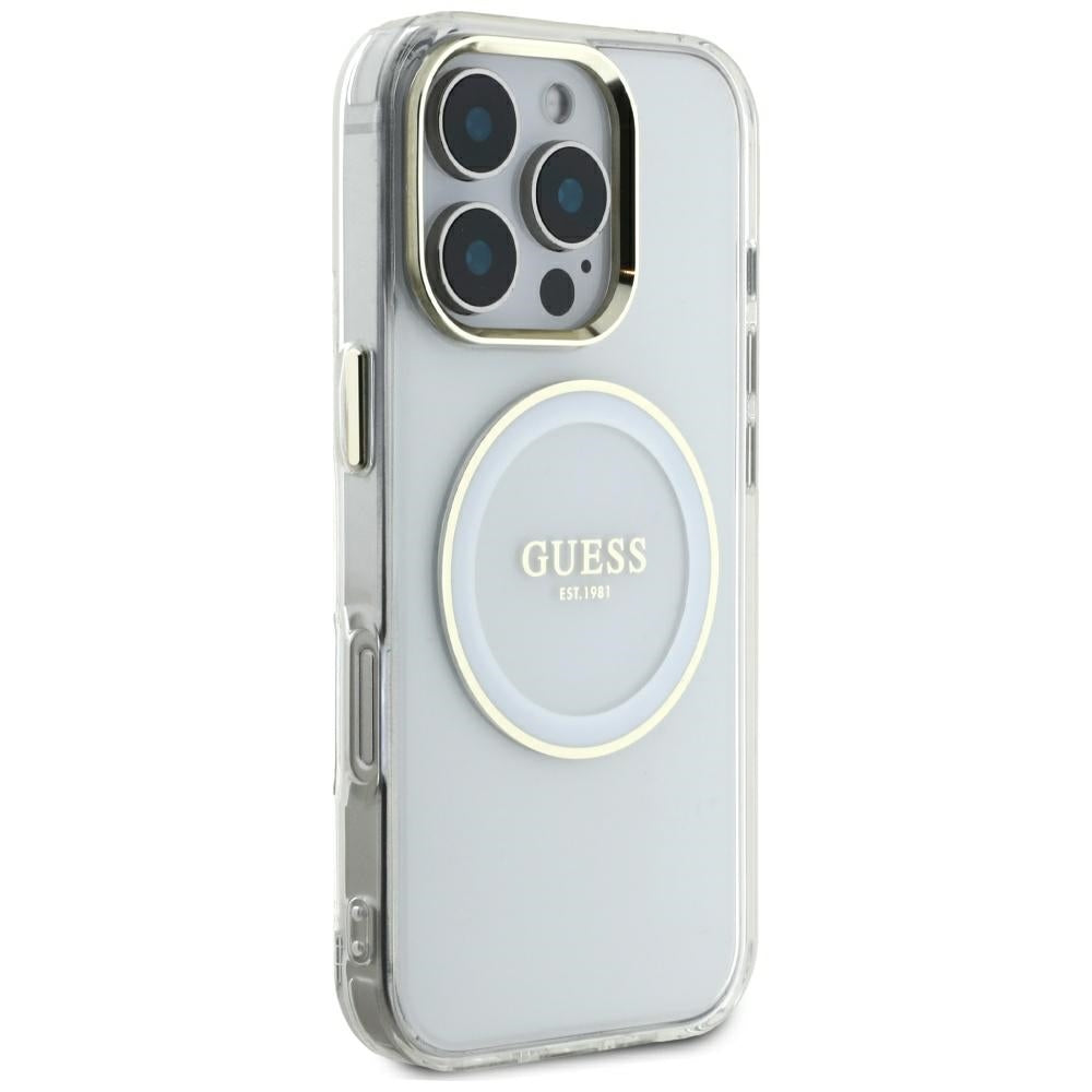 MagSafe cover til Apple iPhone 16 Pro Max, Guess, IML Metal Colored Circle, Hvid