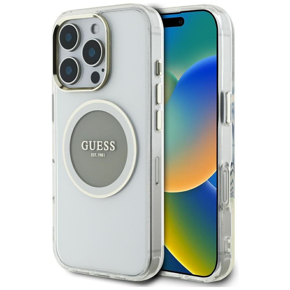 MagSafe cover til Apple iPhone 16 Pro Max, Guess, IML Metal Colored Circle, Grå