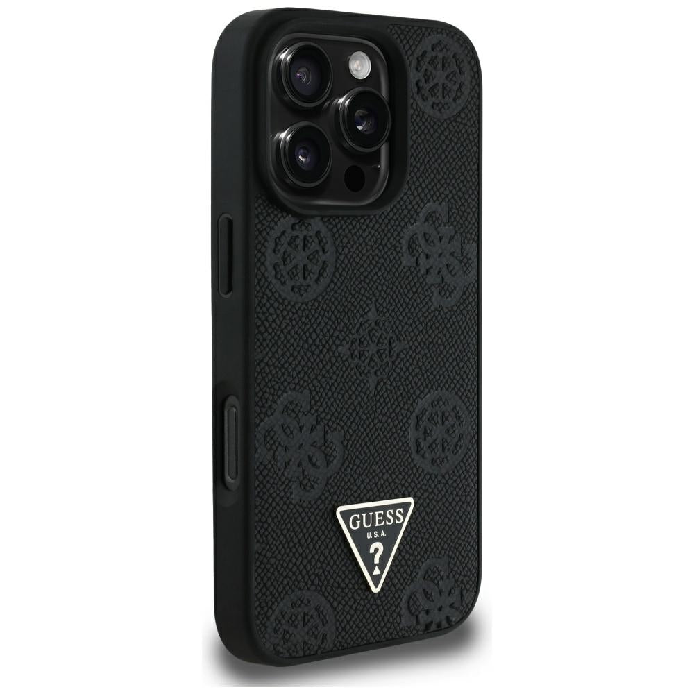 MagSafe cover til Apple iPhone 16 Pro Max, Guess, Peony Grained Hot Stamp Triangle, Sort