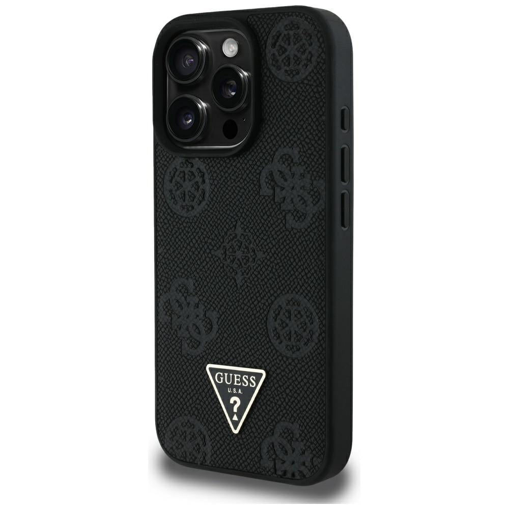MagSafe cover til Apple iPhone 16 Pro Max, Guess, Peony Grained Hot Stamp Triangle, Sort