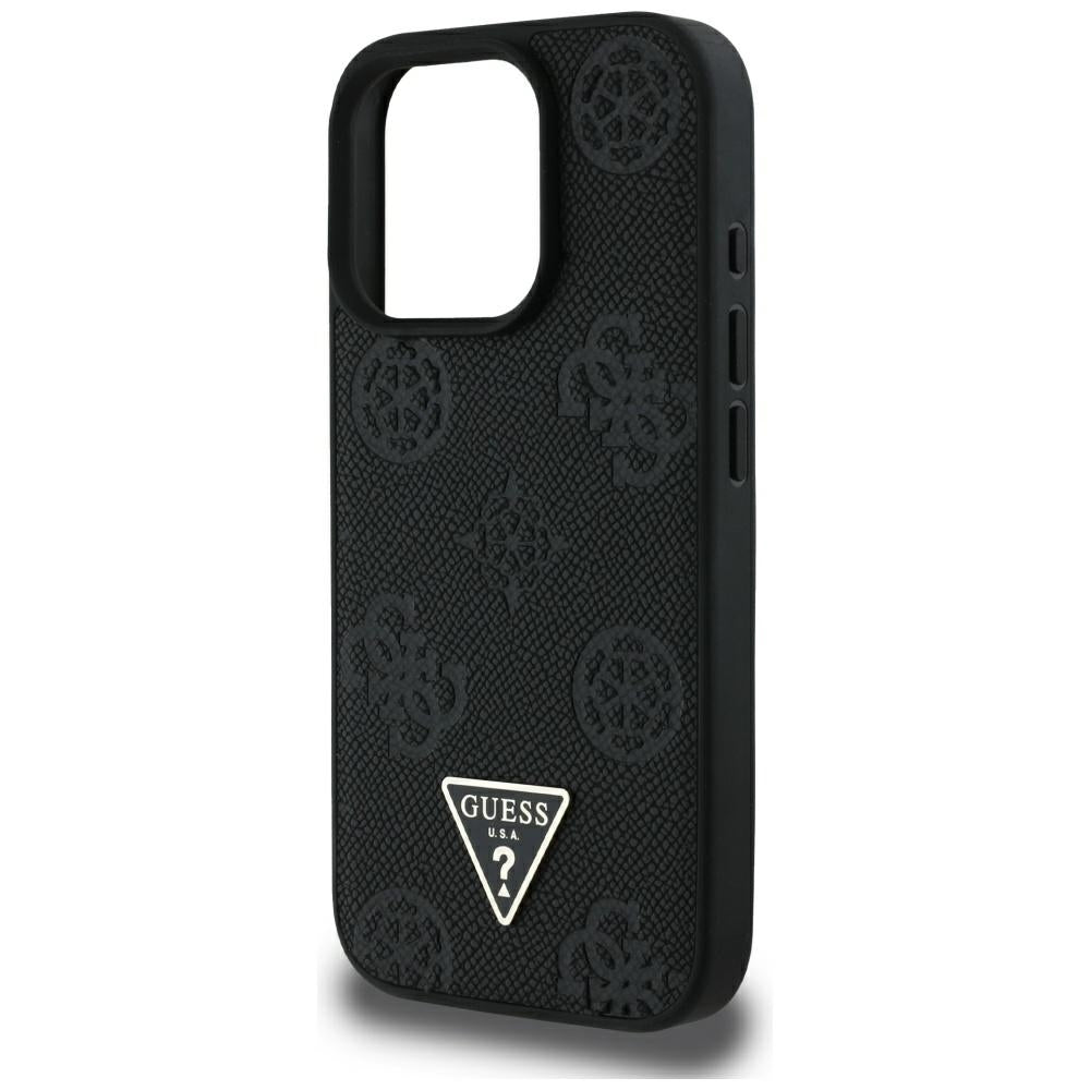 MagSafe cover til Apple iPhone 16 Pro Max, Guess, Peony Grained Hot Stamp Triangle, Sort