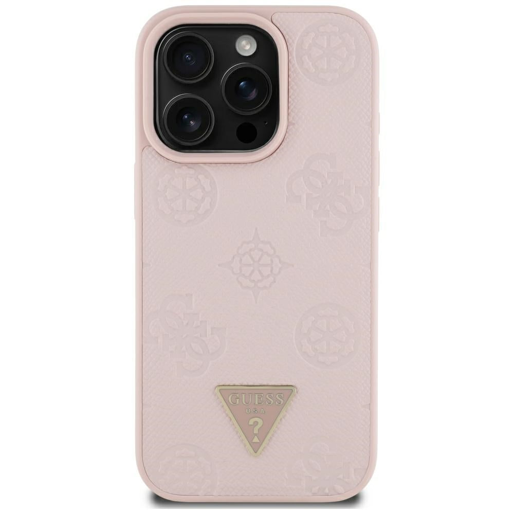 MagSafe cover til Apple iPhone 16 Pro Max, Guess, Peony Grained Hot Stamp Triangle, Pink