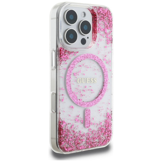 MagSafe cover til Apple iPhone 16 Pro Max, Guess, Resin Bottom Glitter, Pink