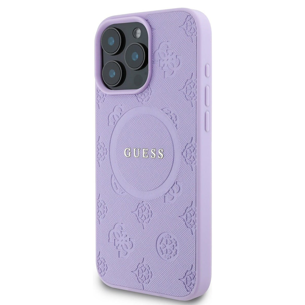 MagSafe cover til Apple iPhone 16 Pro Max, Guess, Saffiano Peony Classic Logo, Lilla