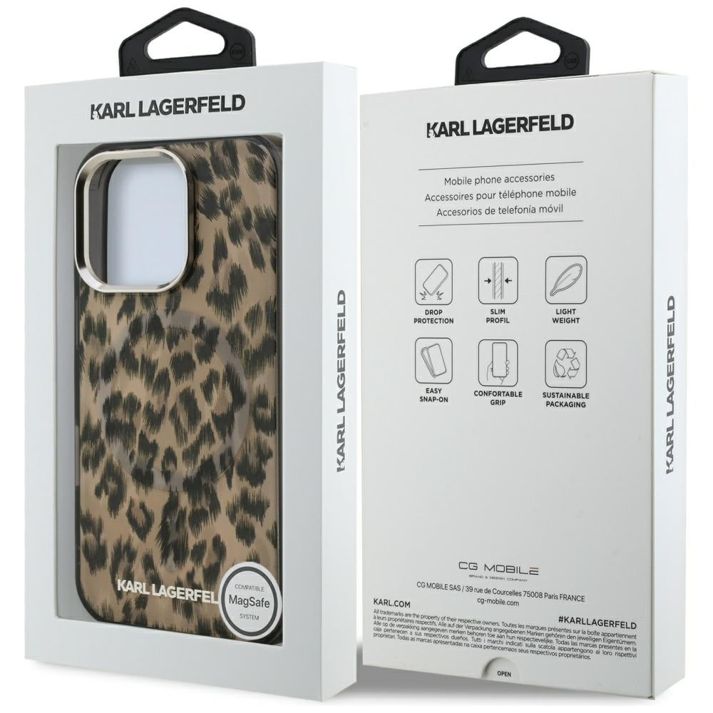 MagSafe cover til Apple iPhone 16 Pro Max, Karl Lagerfeld, IML Leopard Mønster, Brun