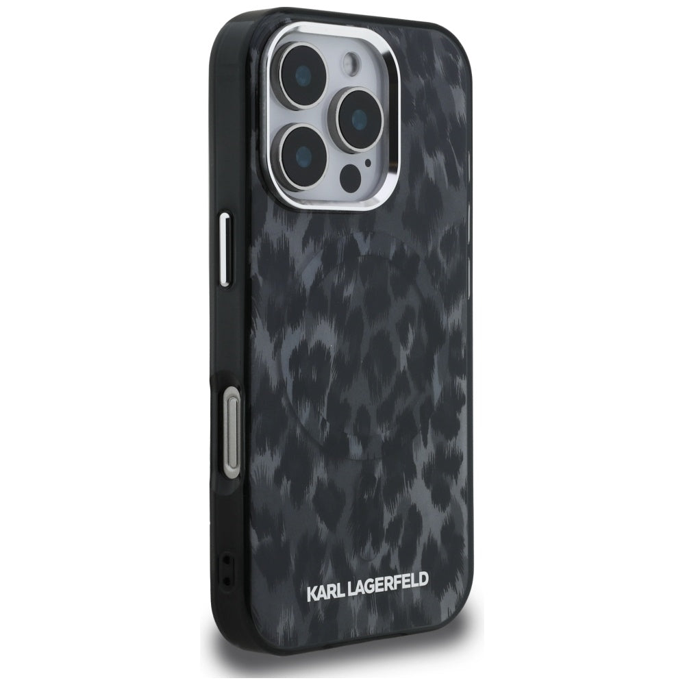 MagSafe cover til Apple iPhone 16 Pro Max, Karl Lagerfeld, IML Leopard Mønster, Sort