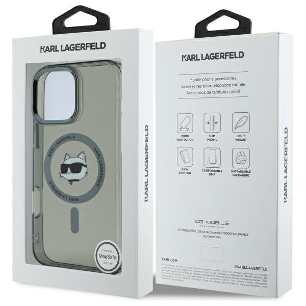 MagSafe cover til Apple iPhone 16 Pro Max, Karl Lagerfeld, IML Metal Choupette's Head, Sort