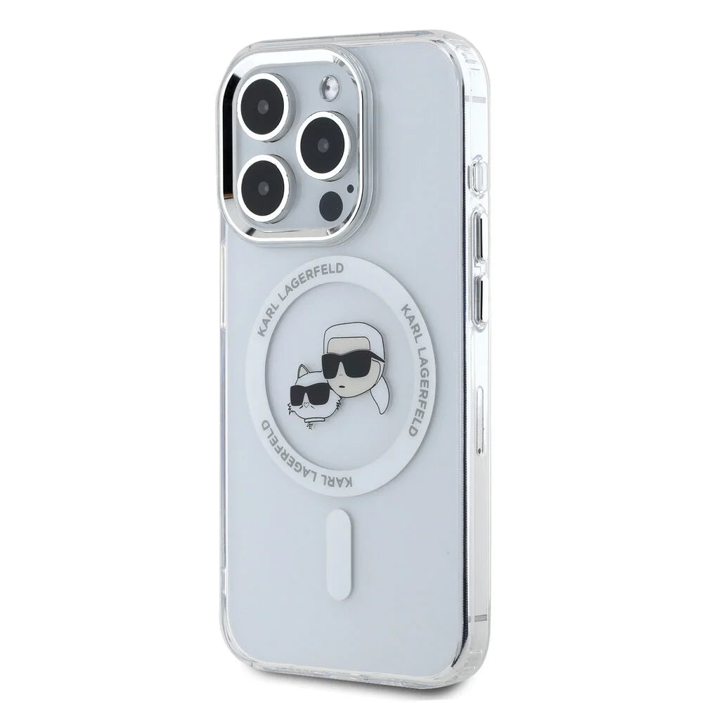 MagSafe cover til Apple iPhone 16 Pro Max, Karl Lagerfeld, IML Metal Karl & Choupette's Heads, Hvid