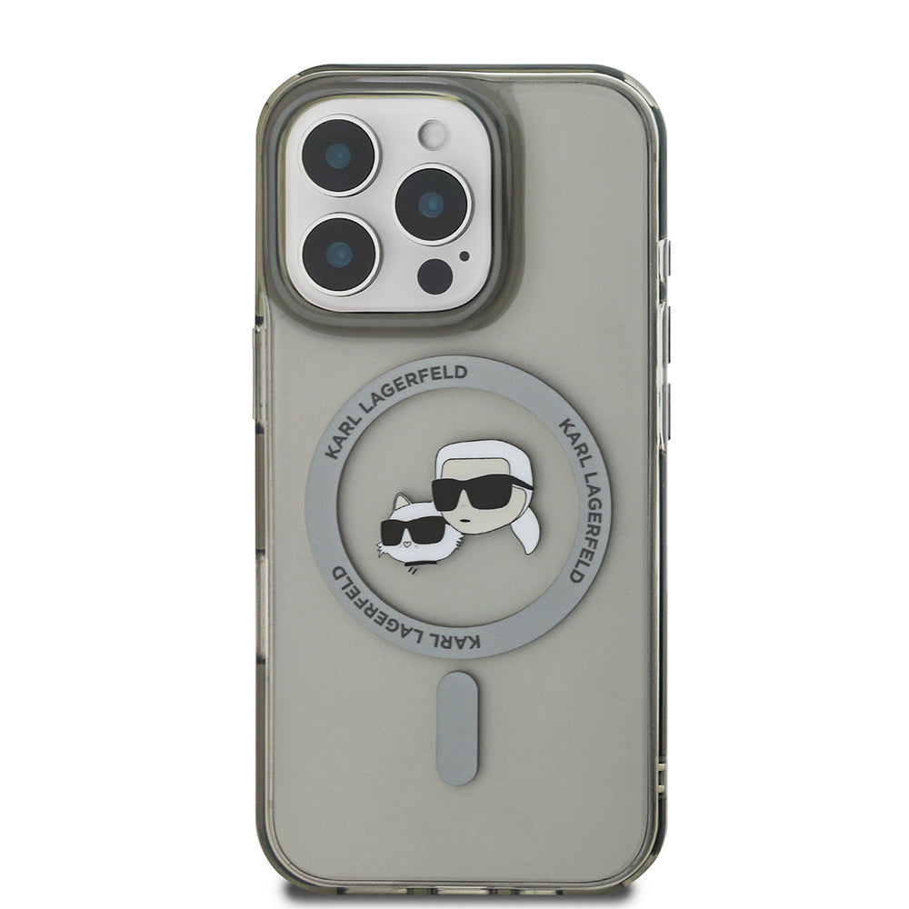 MagSafe cover til Apple iPhone 16 Pro Max, Karl Lagerfeld, IML Metal Karl & Choupette's Heads, Sort