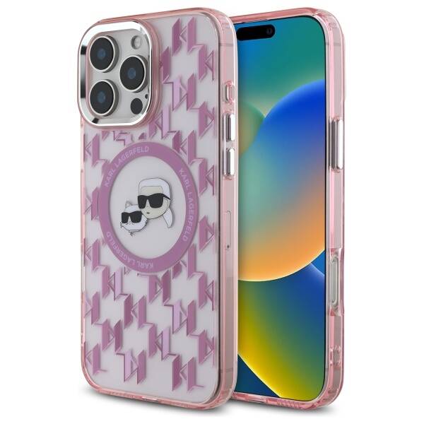 MagSafe cover til Apple iPhone 16 Pro Max, Karl Lagerfeld, IML Monogram Karl & Choupette's Heads, Pink