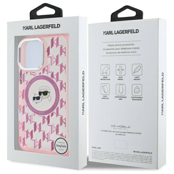 MagSafe cover til Apple iPhone 16 Pro Max, Karl Lagerfeld, IML Monogram Karl & Choupette's Heads, Pink