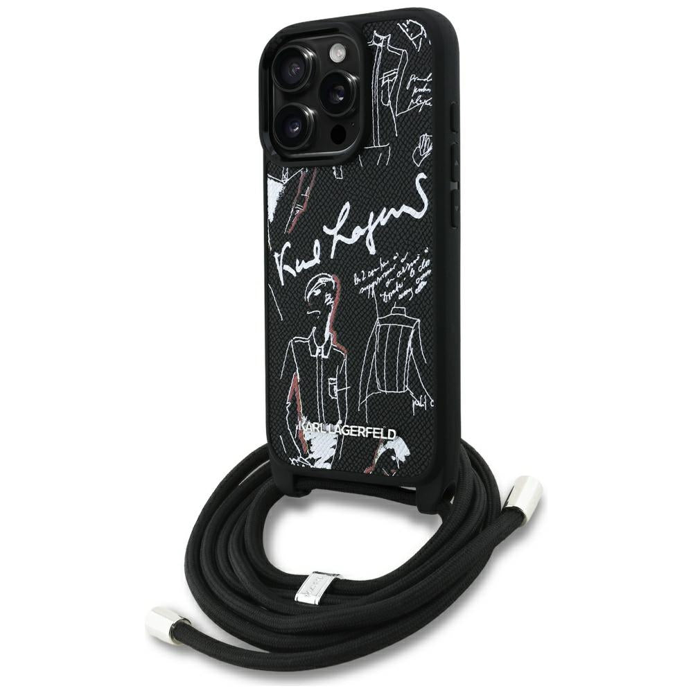 MagSafe cover til Apple iPhone 16 Pro Max, Karl Lagerfeld, Saffiano Crossbody, Sort
