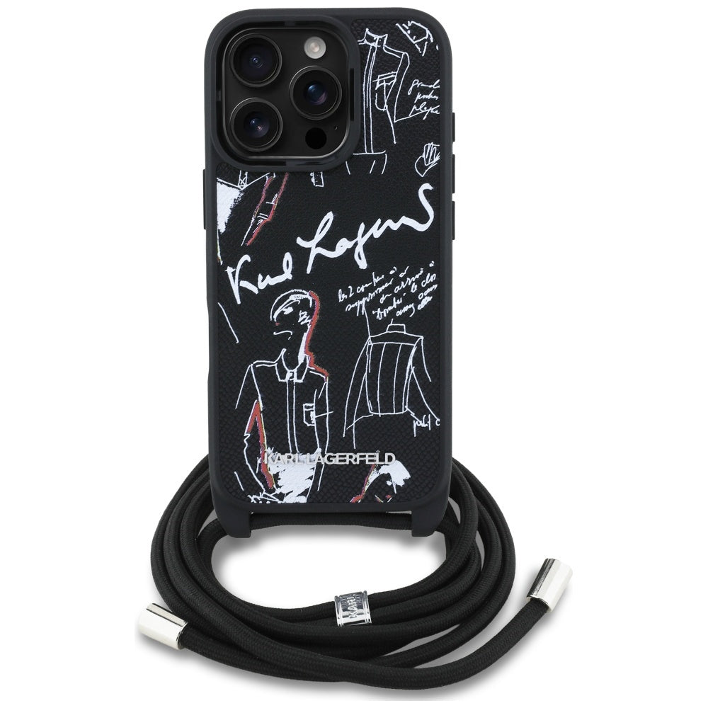 MagSafe cover til Apple iPhone 16 Pro Max, Karl Lagerfeld, Saffiano Crossbody, Sort