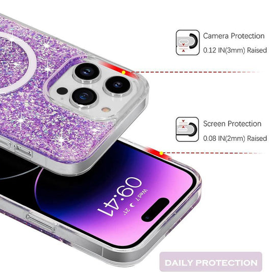 MagSafe-etui til Apple iPhone 16 Pro Max, Techsuit, Glitrende Glitter, Blå