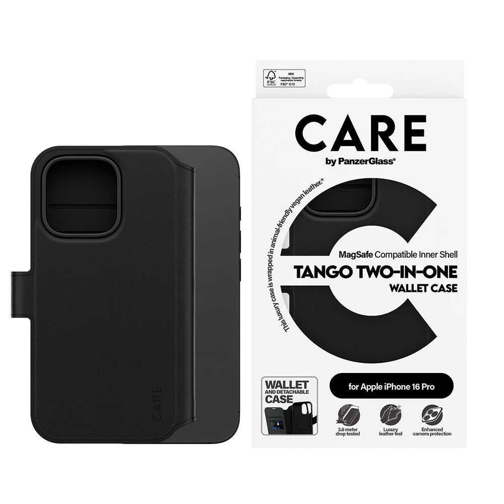 MagSafe cover til Apple iPhone 16 Pro, PanzerGlass, Care Feature Tango Two-in-One, Sort