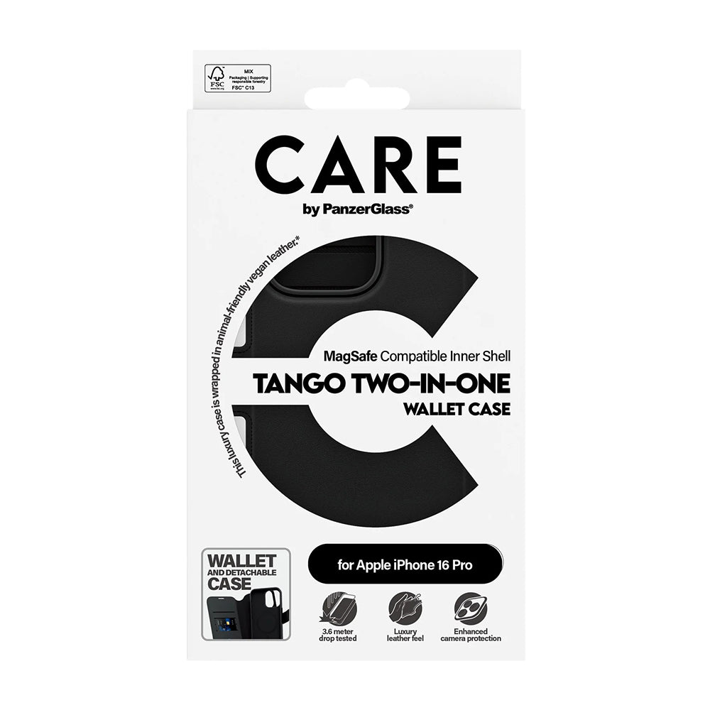 MagSafe cover til Apple iPhone 16 Pro, PanzerGlass, Care Feature Tango Two-in-One, Sort