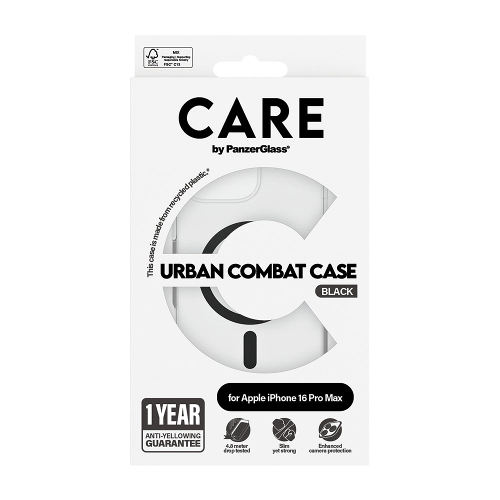 MagSafe cover til Apple iPhone 16 Pro, PanzerGlass, Care Urban Combat, Sort Transparent