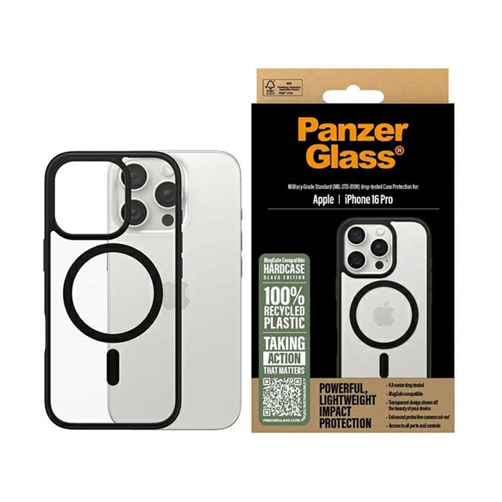 MagSafe cover til Apple iPhone 16 Pro, PanzerGlass, Ramme, Sort Transparent