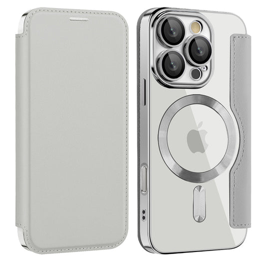 MagSafe-etui til Apple iPhone 16 Pro, Techsuit, SmartMag Book, Grå