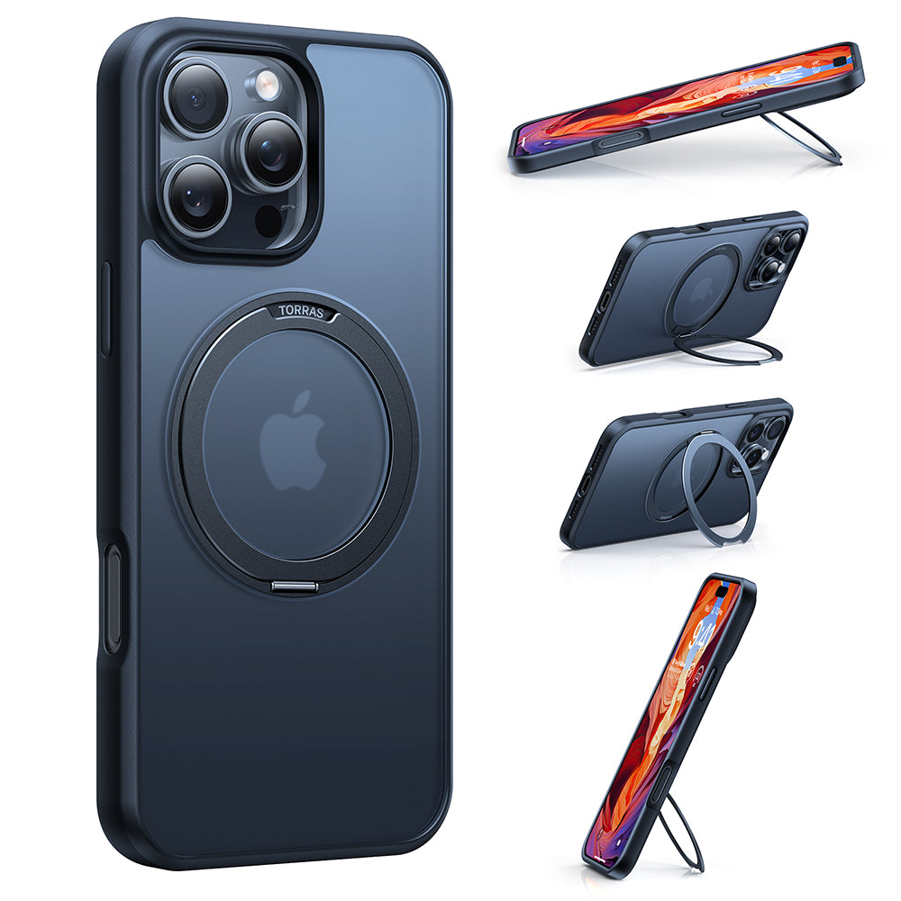 MagSafe cover til Apple iPhone 16, Torras, Ostand Pro, Sort