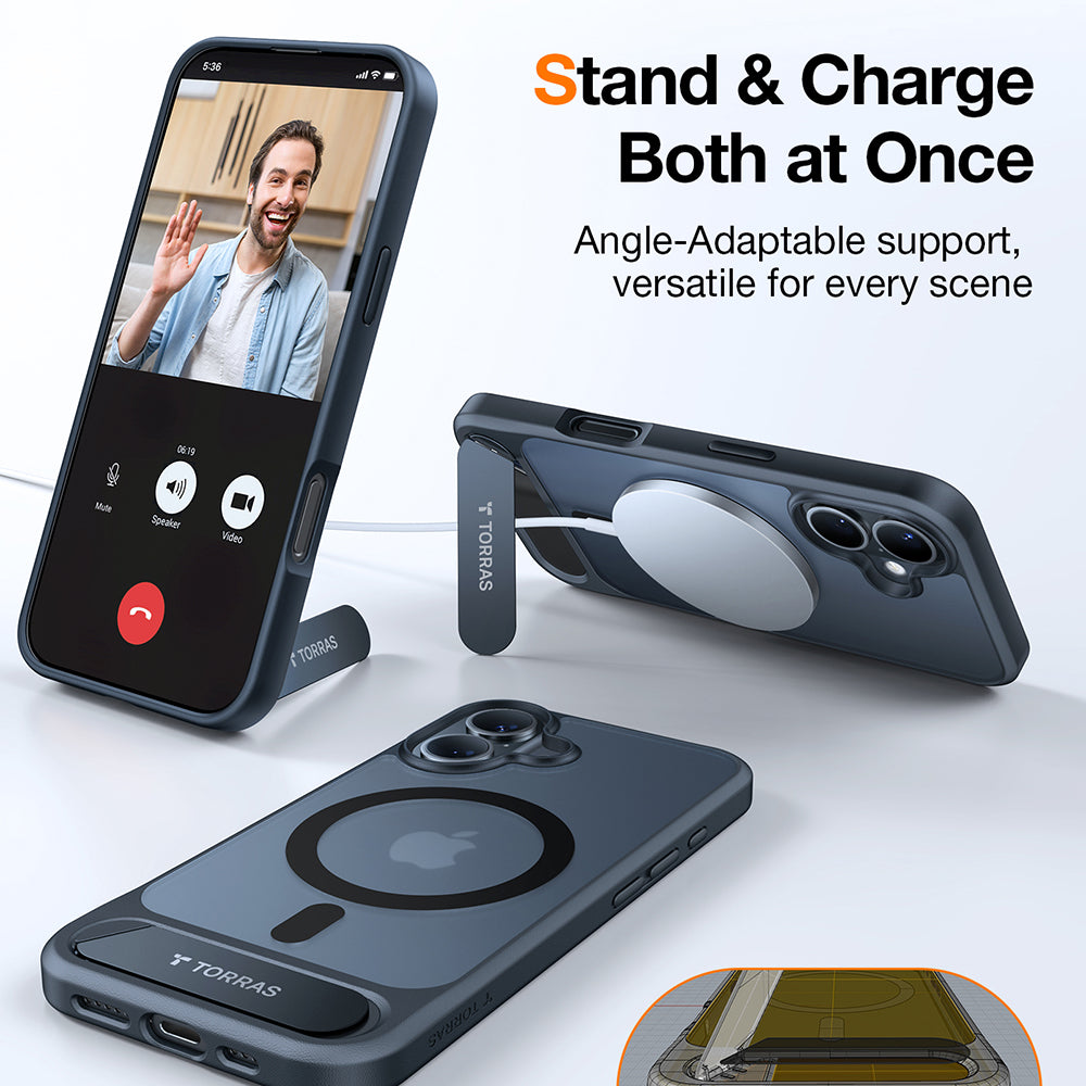MagSafe Case for Apple iPhone 16, Torras, Pstand, Black