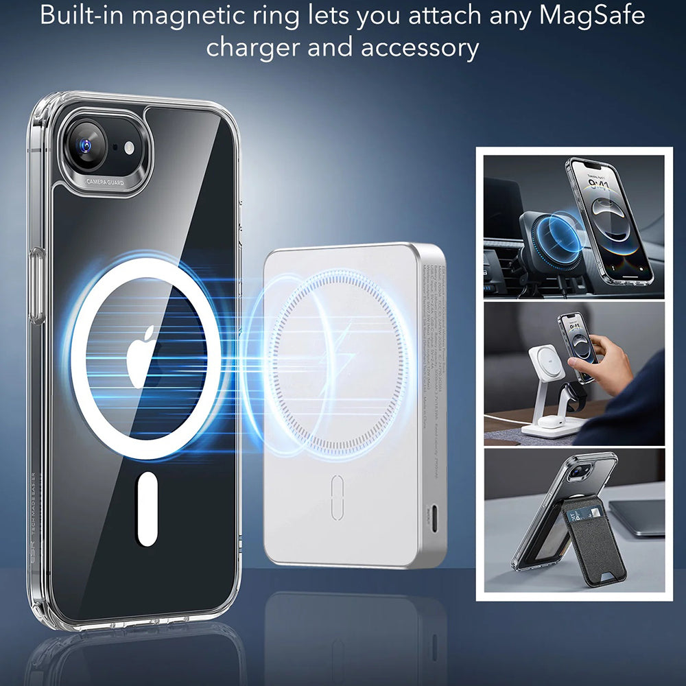MagSafe cover til Apple iPhone 17e / 16e, ESR, Classic Hybrid, Gennemsigtig