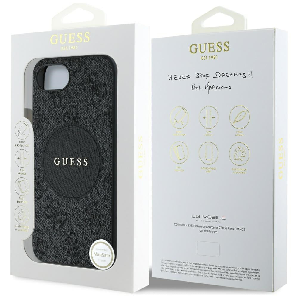MagSafe cover til Apple iPhone 17e / 16e, Guess, 4G Circle Classic Logo, Sort
