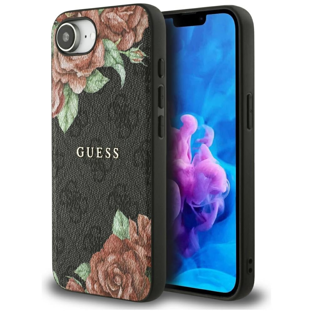 MagSafe cover til Apple iPhone 17e / 16e, Guess, 4G Flowers Print, Sort