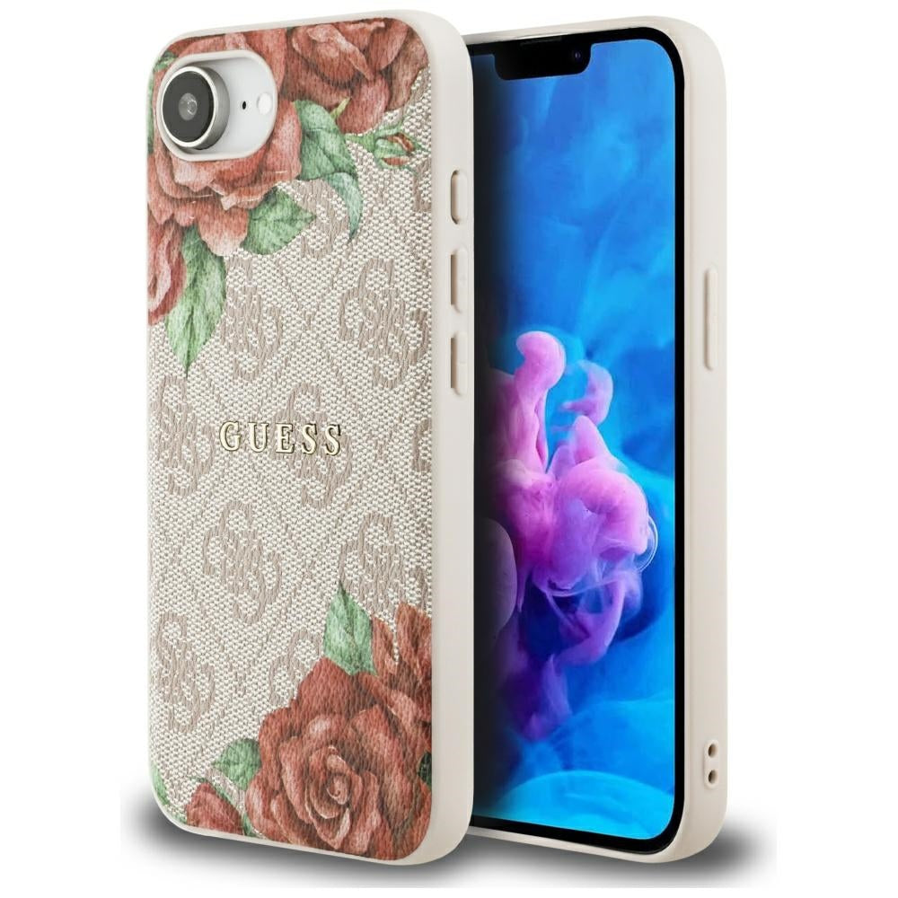 MagSafe Case for Apple iPhone 17e / 16e, Guess, 4G Flowers Print, Pink