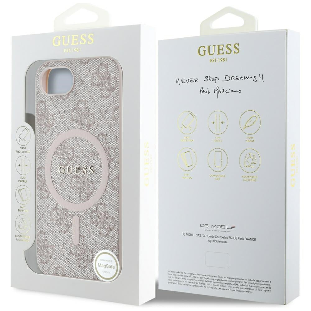 MagSafe cover til Apple iPhone 17e / 16e, Guess, 4G Ring Classic Logo, Pink