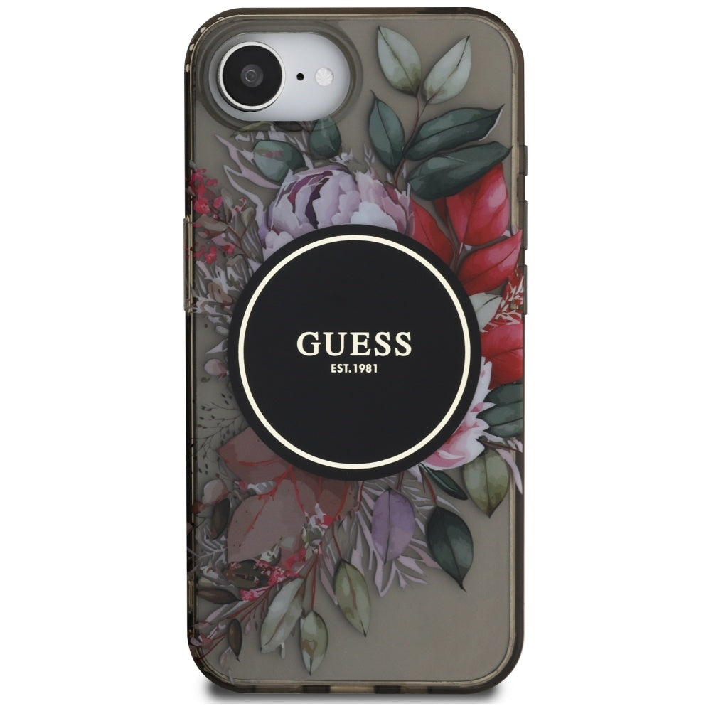 MagSafe cover til Apple iPhone 17e / 16e, Guess, IML Flowers, Sort