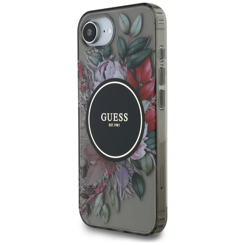 MagSafe cover til Apple iPhone 17e / 16e, Guess, IML Flowers, Sort